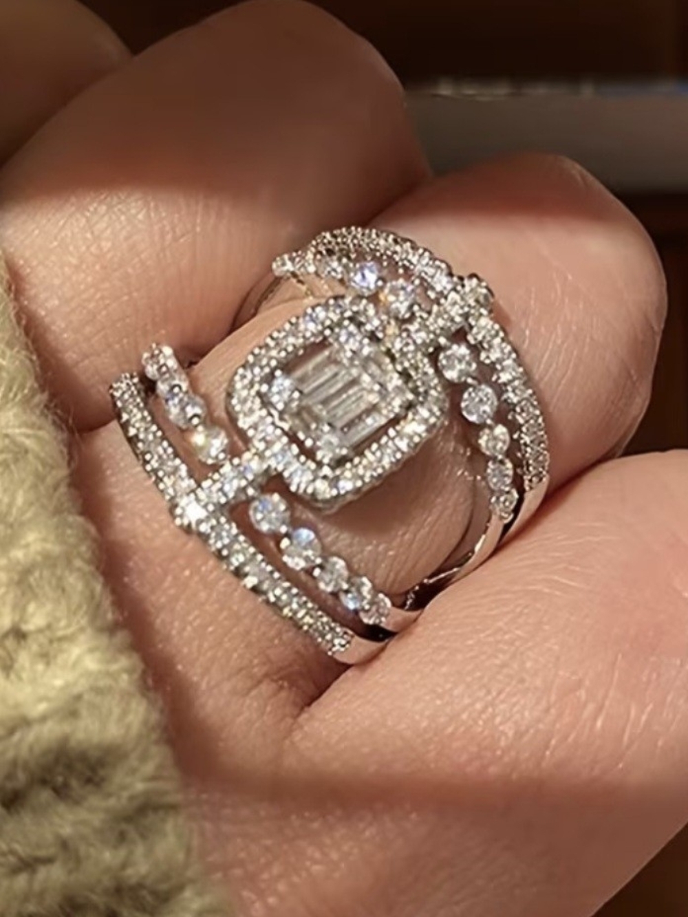 ✨️✨️NEW✨️✨️ STUNNING!! Luxurious CZ Square Wide Face Open Work Design Ring